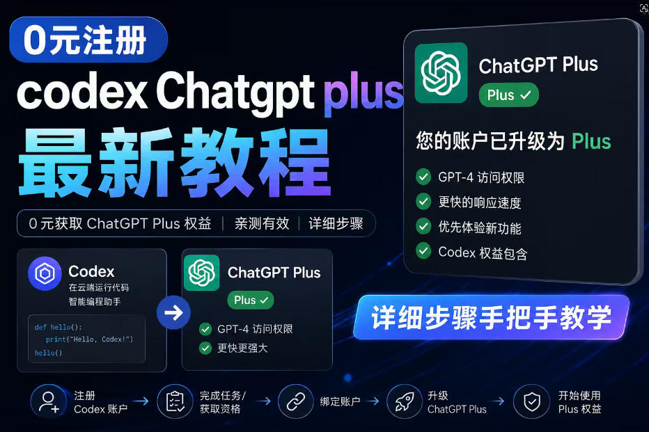 0元全自动注册codex gpt plus最新教程,0元获取GPT Plus权益,手把手详细教学-淘金社:轻创终点站