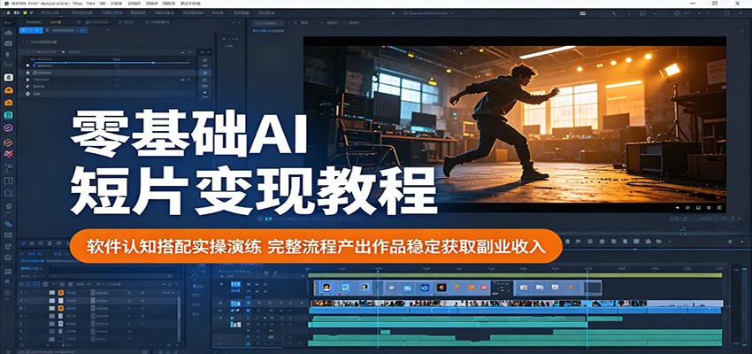 零基础AI短片变现教程：软件认知搭配实操演练，完整流程产出作品稳定获取副业收入-淘金社:轻创终点站