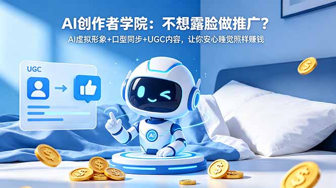AI创作者学院:不想露脸做推广?AI虚拟形象+口型同步+UGC内容,让你安心睡觉照样赚钱-淘金社:轻创终点站