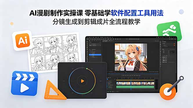 AI漫剧制作实操课 零基础学软件配置工具用法 分镜生成到剪辑成片全流程教学-淘金社:轻创终点站