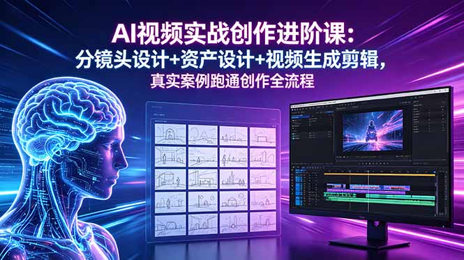 AI视频实战创作进阶课:分镜头设计+资产设计+视频生成剪辑,真实案例跑通创作全流程-淘金社:轻创终点站
