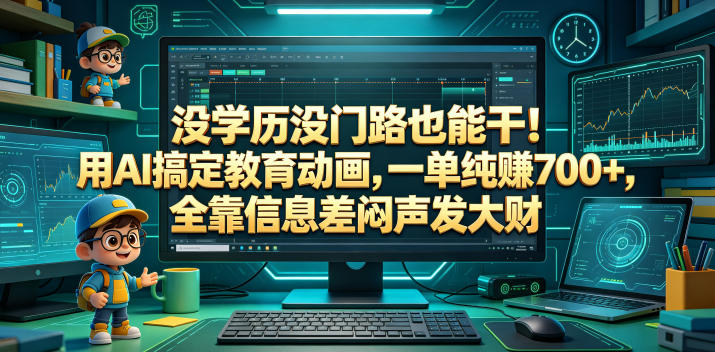 没学历没门路也能干!用AI搞定教育动画,一单纯賺700+,全靠信息差闷声发大财【揭秘】-淘金社:轻创终点站