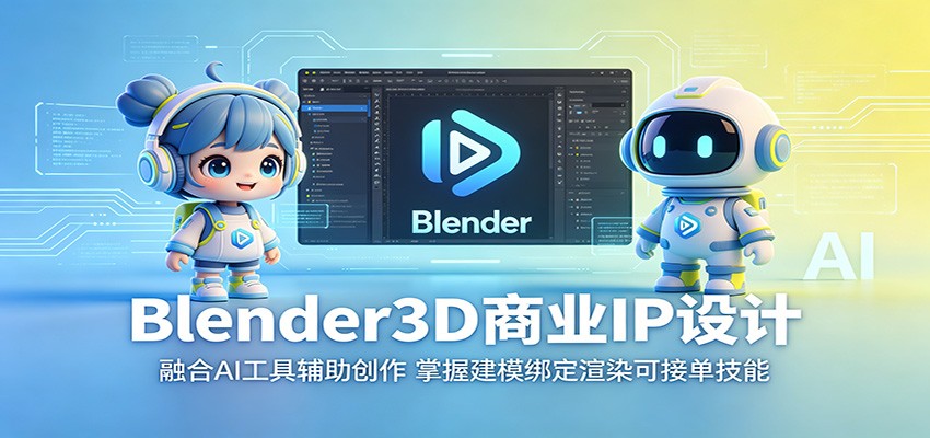 Blender3D商业IP设计:融合AI工具辅助创作,掌握建模绑定渲染可接单技能-淘金社:轻创终点站