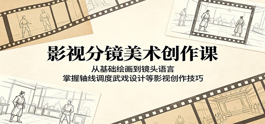 影视分镜美术创作课：从基础绘画到镜头语言，掌握轴线调度武戏设计等影视创作技巧-淘金社:轻创终点站