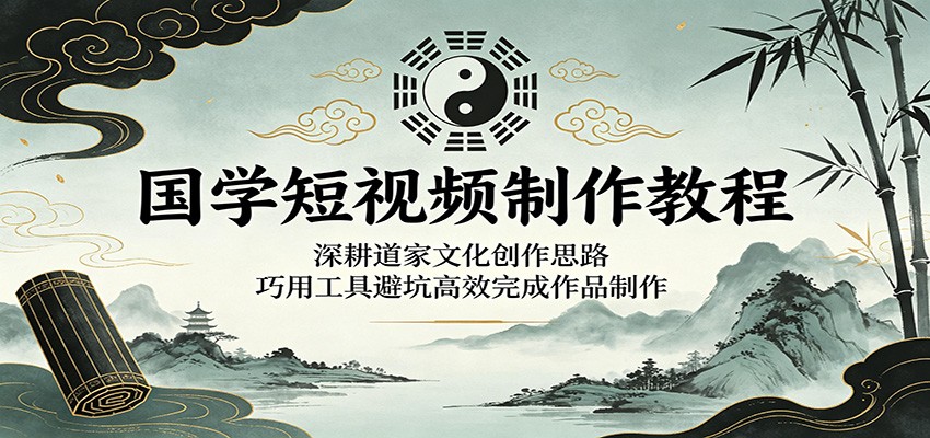 国学短视频制作教程:深耕道家文化创作思路,巧用工具避坑高效完成作品制作-淘金社:轻创终点站