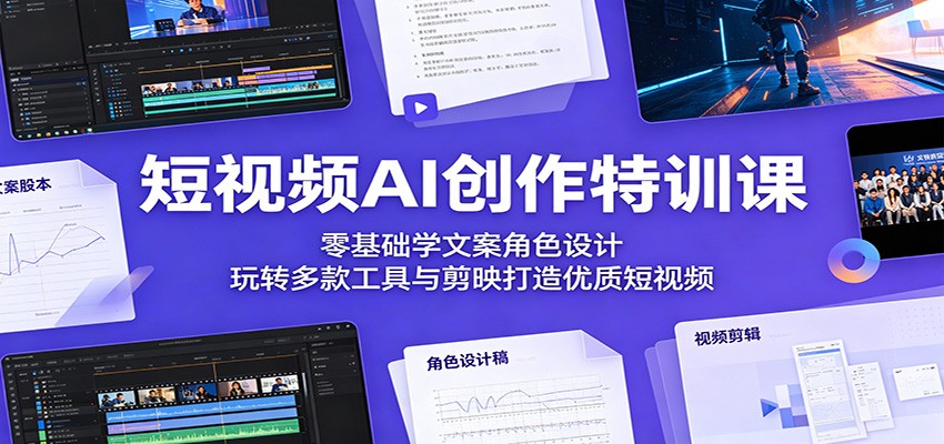 短视频AI创作特训课：零基础学文案角色设计，玩转多款工具与剪映打造优质短视频-淘金社:轻创终点站