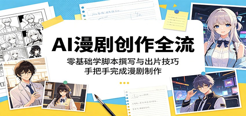 AI漫剧创作全流程：零基础学脚本撰写与出片技巧，手把手完成漫剧制作-淘金社:轻创终点站