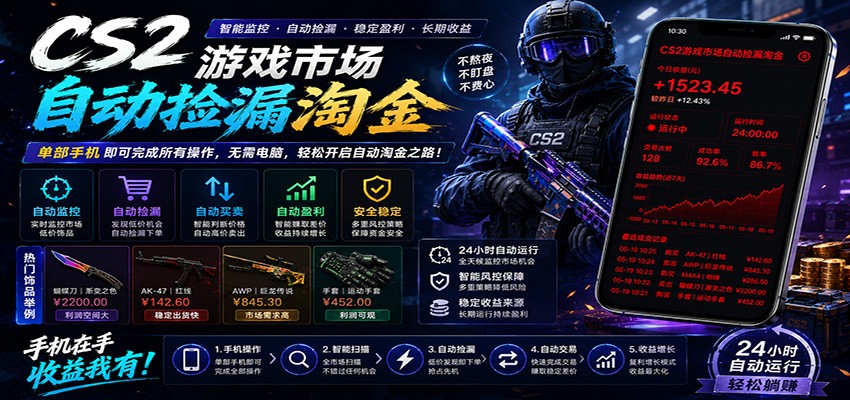 CSGO挂机捡漏项目通过利用游戏饰品交易机制，结合薄凉软件辅助捡漏，实现盈利-淘金社:轻创终点站