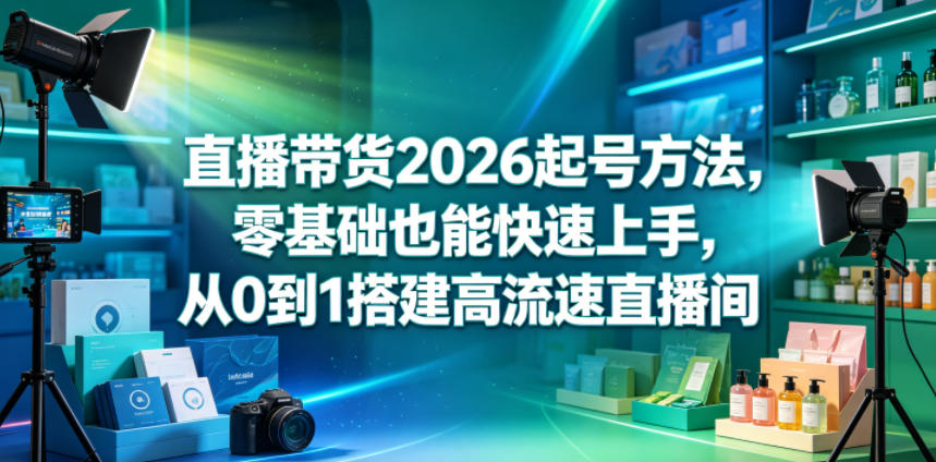 直播带货2026起号方法，零基础也能快速上手，从0到1搭建高流速直播间-淘金社:轻创终点站
