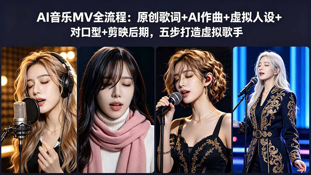 AI音乐MV全流程：原创歌词+AI作曲+虚拟人设+对口型+剪映后期，五步打造虚拟歌手-淘金社:轻创终点站