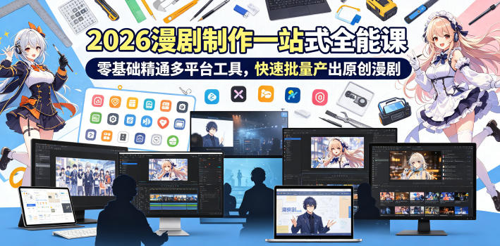 2026 AI漫剧制作一站式全能课，零基础精通多平台工具，快速批量产出原创漫剧-淘金社:轻创终点站