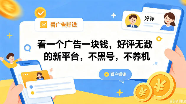 看一个广告一块钱，好评无数的新平台，不黑号，不养机，一撸几十块钱还是不错的【揭秘】-淘金社:轻创终点站