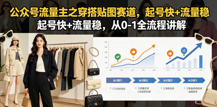 公众号流量主之穿搭贴图赛道,起号快+流量稳,从0-1全流程讲解-淘金社:轻创终点站