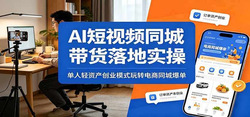 AI短视频同城带货落地实操：单人轻资产创业模式玩转电商同城爆单-淘金社:轻创终点站