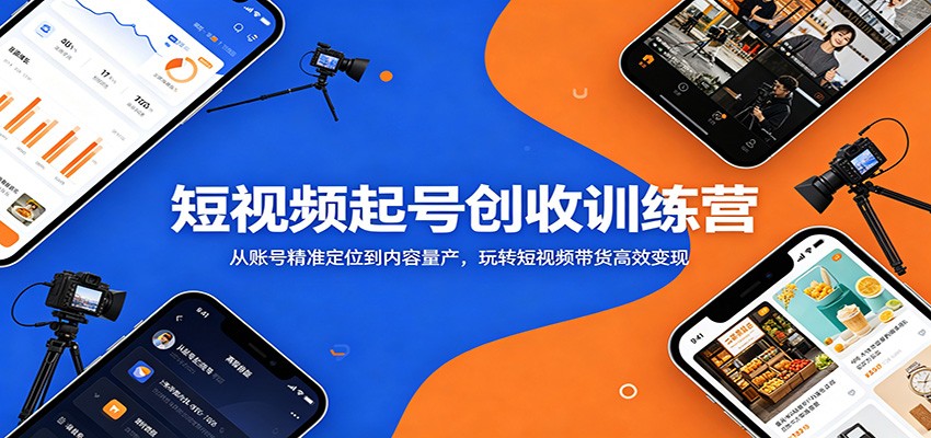 短视频起号创收训练营：从账号精准定位到内容量产，玩转短视频带货高效变现-淘金社:轻创终点站