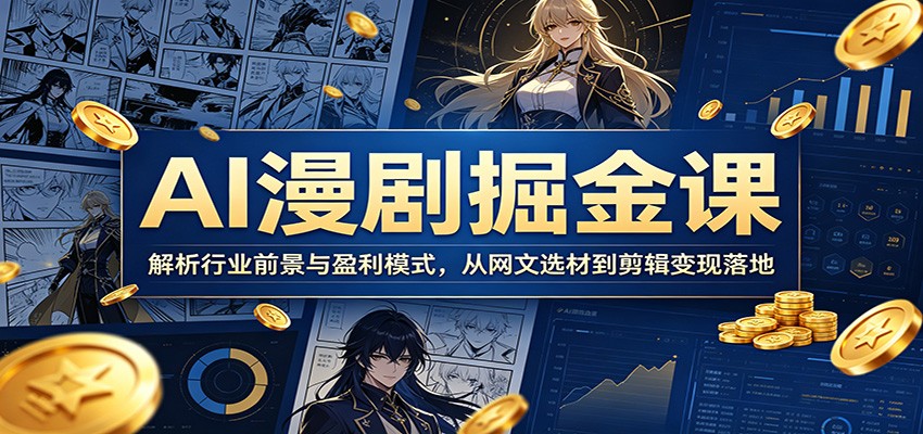 AI漫剧掘金课:解析行业前景与盈利模式,从网文选材到剪辑变现落地-淘金社:轻创终点站