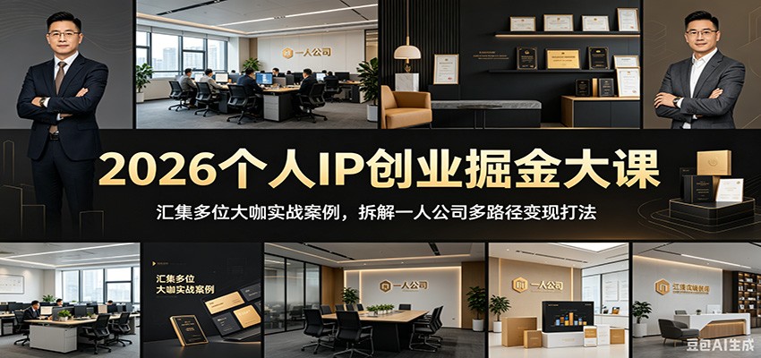 2026个人IP创业掘金大课：汇集多位大咖实战案例，拆解一人公司多路径变现打法-淘金社:轻创终点站
