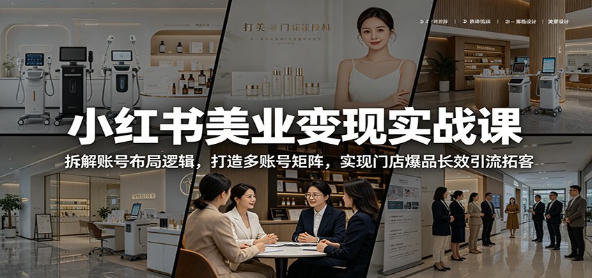 小红书美业变现实战课：拆解账号布局逻辑，打造多账号矩阵，实现门店爆品长效引流拓客-淘金社:轻创终点站