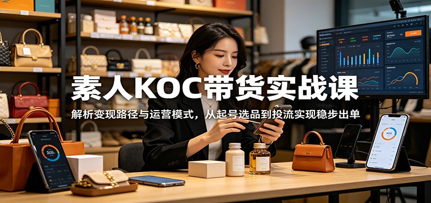 素人KOC带货实战课：解析变现路径与运营模式，从起号选品到投流实现稳步出单-淘金社:轻创终点站