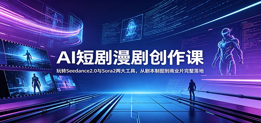 AI短剧漫剧创作课：玩转Seedance2.0与 Sora2两大工具，从剧本制图到商业片完整落地-淘金社:轻创终点站