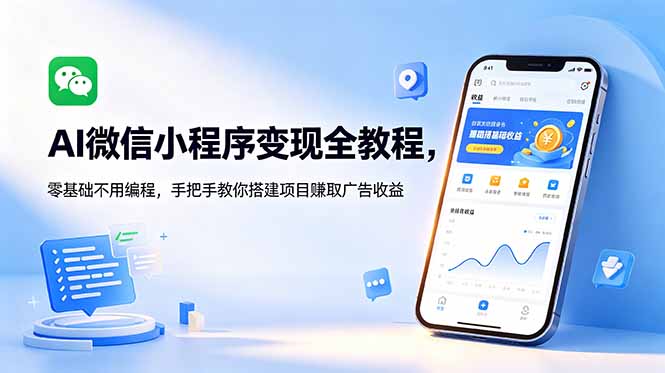 AI微信小程序变现全教程,零基础不用编程,手把手教你搭建项目赚取广告收益-淘金社:轻创终点站