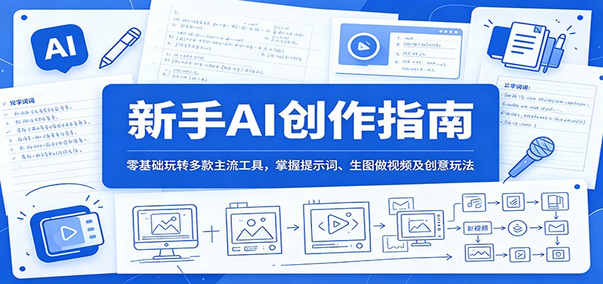 新手AI创作指南：零基础玩转多款主流工具，掌握提示词、生图做视频及创意玩法-淘金社:轻创终点站
