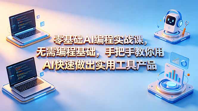 零基础AI编程实战课-更新,无需编程基础,手把手教你用AI快速做出实用工具产品-淘金社:轻创终点站