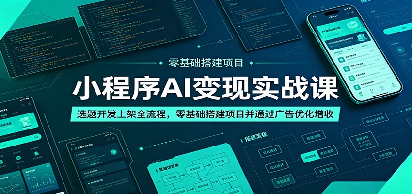小程序AI变现实战课：选题开发上架全流程，零基础搭建项目并通过广告优化增收-淘金社:轻创终点站