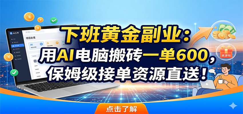 下班黄金副业:用AI电脑搬砖一单600,保姆级接单资源直送!-淘金社:轻创终点站