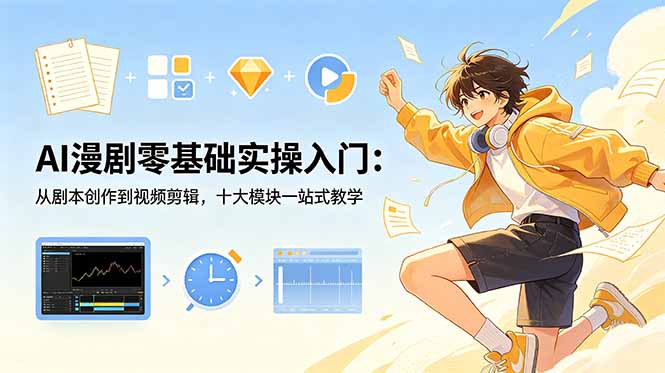 AI漫剧零基础实操入门:从剧本创作到视频剪辑,十大模块一站式教学-淘金社:轻创终点站