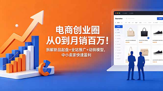 电商创业圈从0到月销百万!拆解新品起盘+全站推广+动销模型,中小卖家快速盈利-淘金社:轻创终点站
