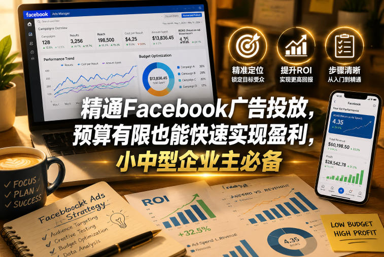 精通Facebook广告投放,预算有限也能快速实现盈利,小中型企业主必备【原创双语字幕】-淘金社:轻创终点站