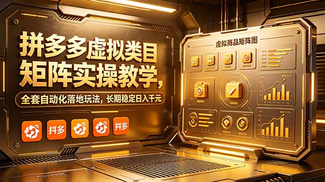 拼多多虚拟类目矩阵实操教学，全套自动化落地玩法，长期稳定日入千元-淘金社:轻创终点站
