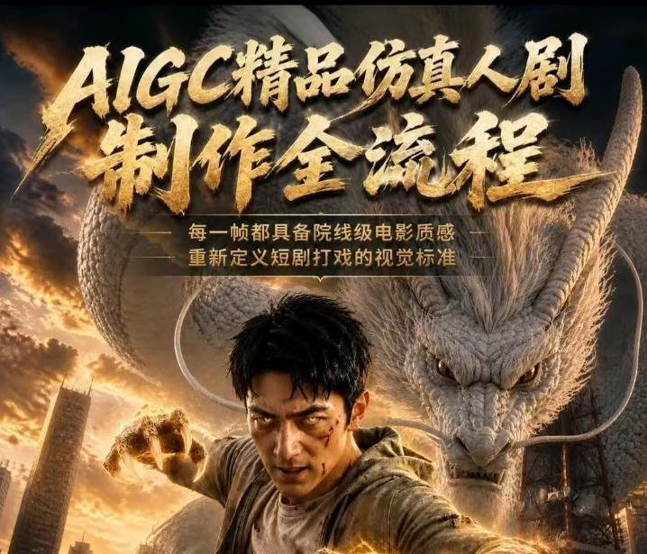 AIGC精品仿真人剧豢龙人全流程制作解析2026，国风仿真人创作+打斗剧情+人设编排，一站式AI短剧入门-淘金社:轻创终点站