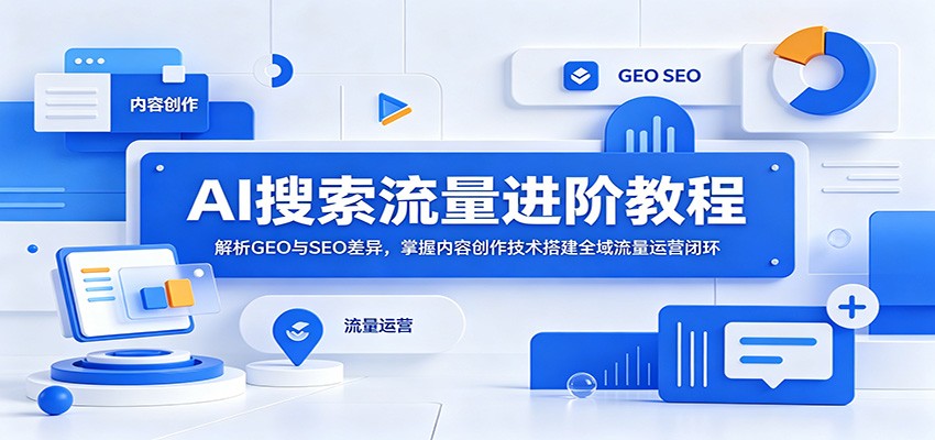 AI搜索流量进阶教程：解析GEO与SEO差异，掌握内容创作技术搭建全域流量运营闭环-淘金社:轻创终点站