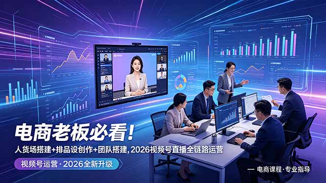 电商老板必看！人货场搭建+排品设计+素材创作+团队搭建，2026视频号直播全链路运营-淘金社:轻创终点站