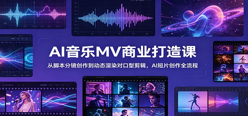 AI音乐MV商业打造课:从脚本分镜创作到动态渲染对口型剪辑,AI短片创作全流程-淘金社:轻创终点站