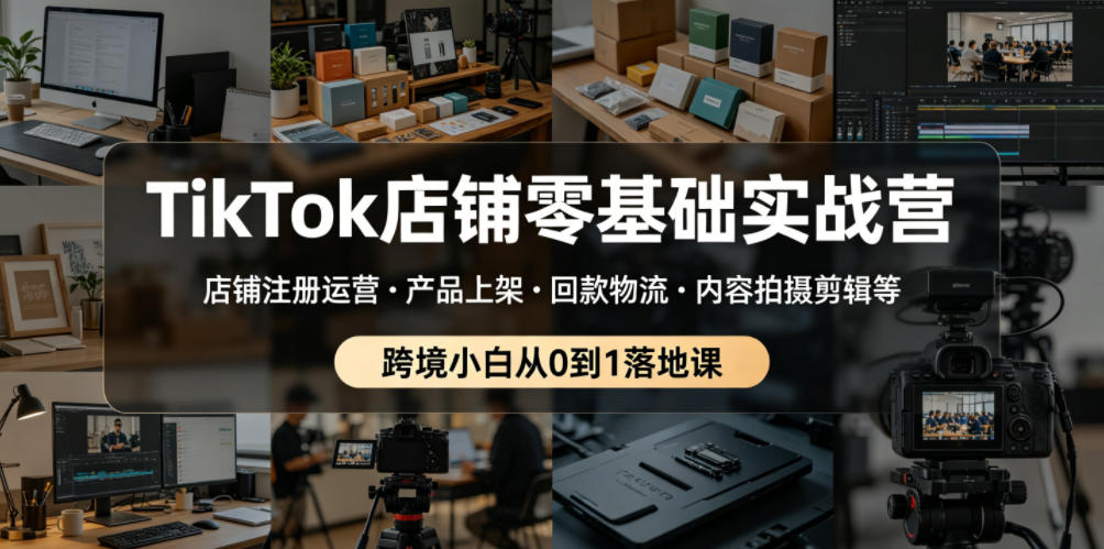 TikTok店铺零基础实战营,店铺注册运营・产品上架・回款物流・内容拍摄剪辑等 ,跨境小白从0到1落地课-淘金社:轻创终点站