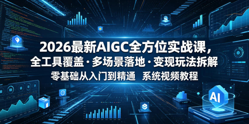 2026最新AIGC全方位实战课,全工具覆盖・多场景落地・变现玩法拆解,零基础从入门到精通系统视频教程-淘金社:轻创终点站