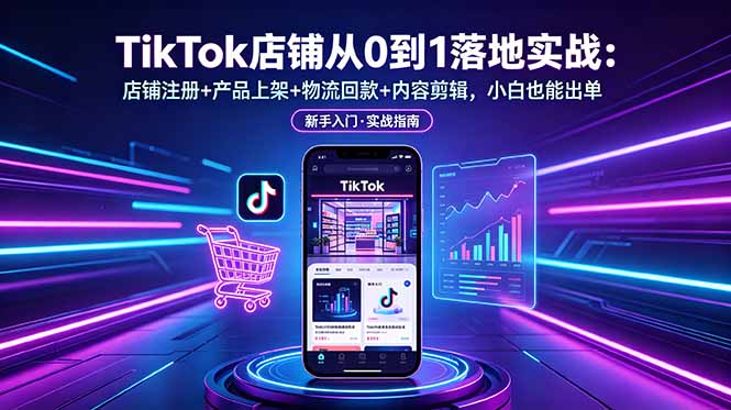 TikTok店铺从0到1落地实战:店铺注册+产品上架+物流回款+内容剪辑,小白也能出单-淘金社:轻创终点站
