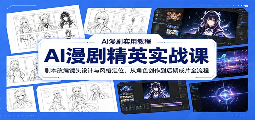 AI漫剧精英实战课:剧本改编镜头设计与风格定位,从角色创作到后期成片全流程-淘金社:轻创终点站