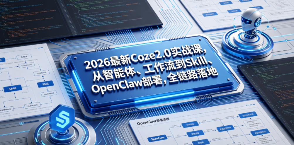 2026最新Coze2.0实战课,从智能体、工作流到Skill、OpenClaw部署,全链路落地-淘金社:轻创终点站