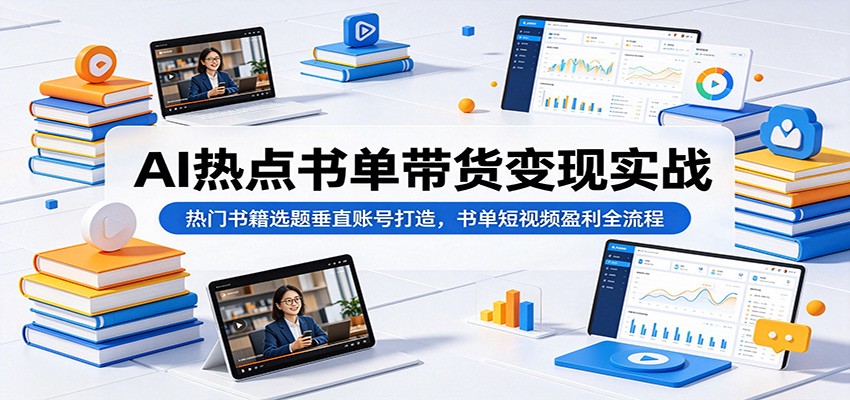 AI热点书单带货变现实战:热门书籍选题垂直账号打造,书单短视频盈利全流程-淘金社:轻创终点站