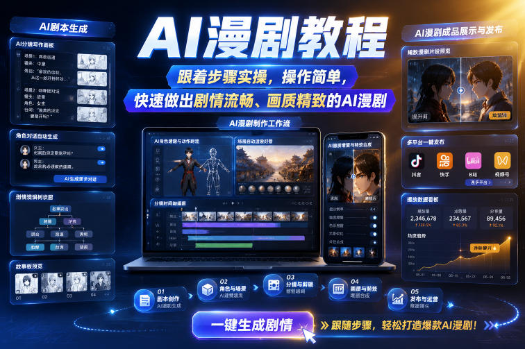 AI漫剧教程,跟着步骤实操,操作简单,快速做出剧情流畅、画质精致的AI漫剧-淘金社:轻创终点站