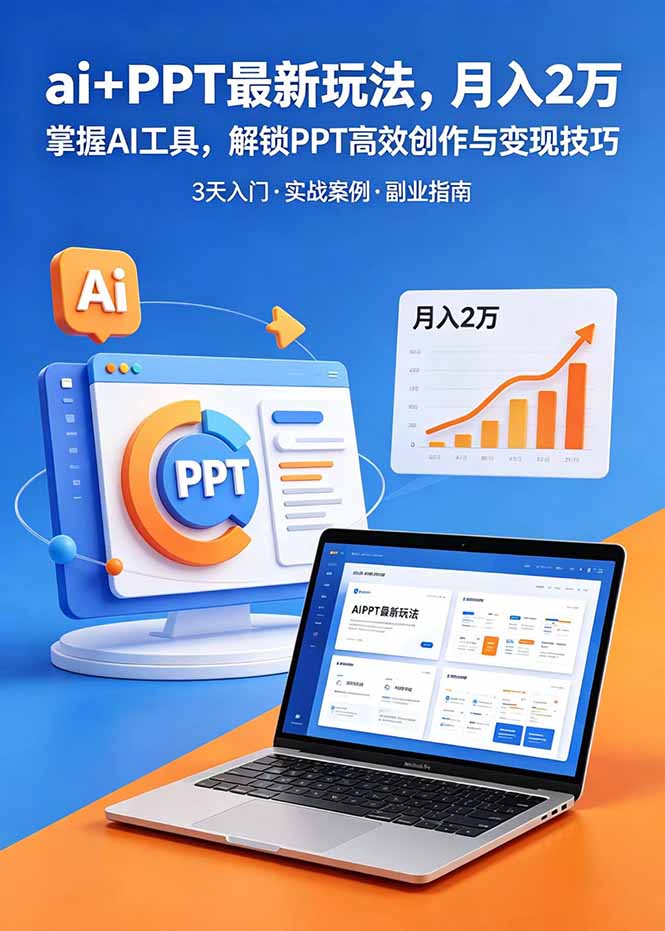 ai+PPT最新玩法,月入2万掌握AI工具,解锁PPT高效创作与变现技巧3天入门,实战案例·副业指南-淘金社:轻创终点站