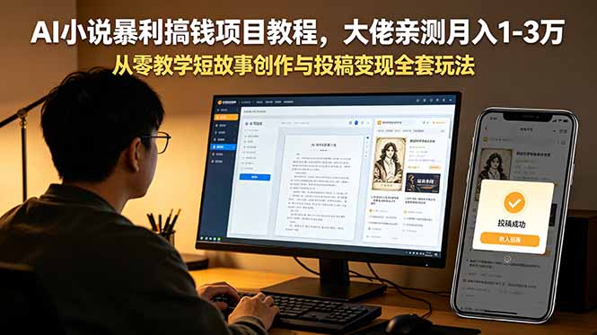 AI小说暴利搞钱项目教程，大佬亲测月入1-3万，从零教学短故事创作与投稿变现全套玩法-淘金社:轻创终点站