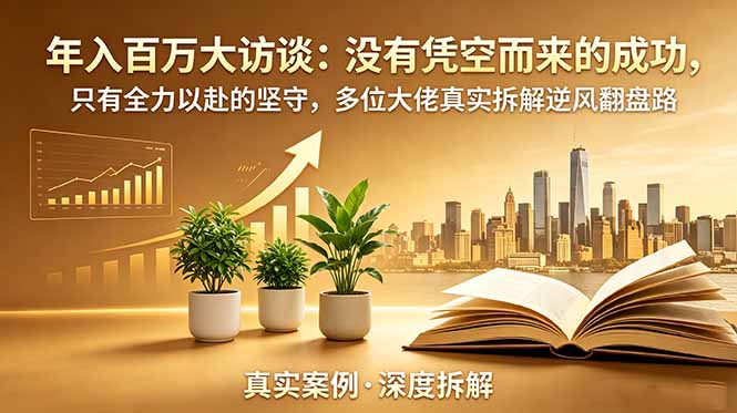年入百万大访谈-更新：没有凭空而来的成功，只有全力以赴的坚守，多位大佬真实拆解逆风翻盘路-淘金社:轻创终点站