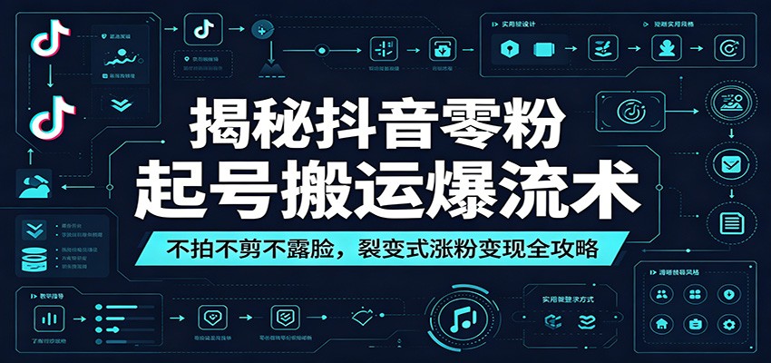 揭秘抖音零粉起号搬运爆流术：不拍不剪不露脸，裂变式涨粉变现全攻略-淘金社:轻创终点站