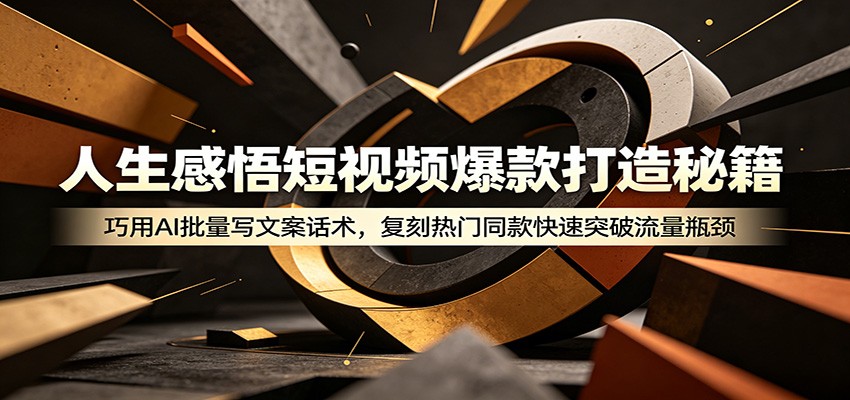 人生感悟短视频爆款打造秘籍：巧用A 批量写文案话术，复刻热门同款快速突破流量瓶颈-淘金社:轻创终点站