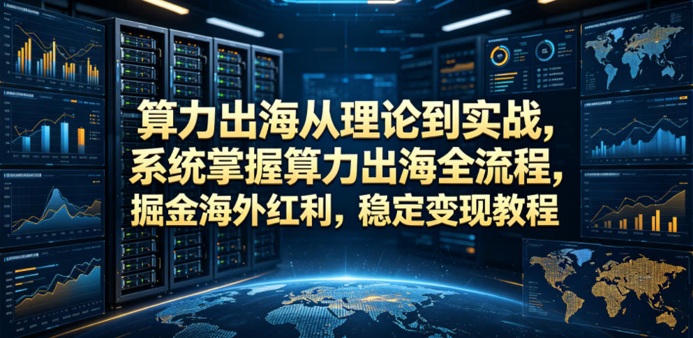 算力出海从理论到实战，系统掌握算力出海全流程，掘金海外红利，稳定变现教程-淘金社:轻创终点站